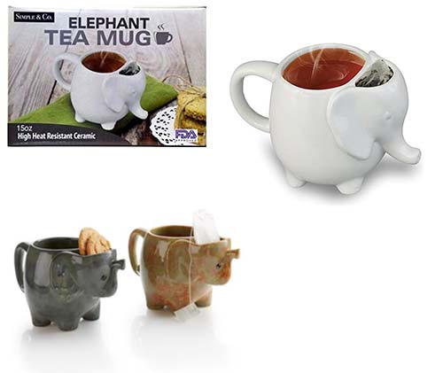 ティーパック受けが付いたアイデア キュートなゾウさんモチーフがかわいい Elephant Tea Mug おもしろグッズ アイテムノート